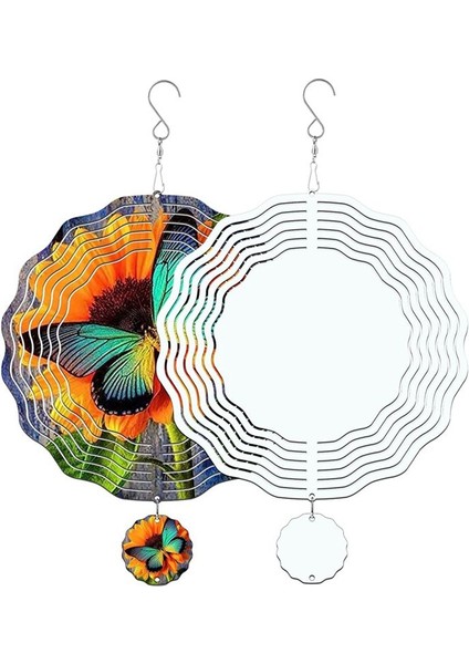 2 Paket 8 Inç Süblimasyon Rüzgar Spinner Boşlukları, 3D Çift Taraflı Süblimasyon Rüzgarla Çalışan Kinetik Heykel Bahçe Bahçesi (Yurt Dışından) modelleri