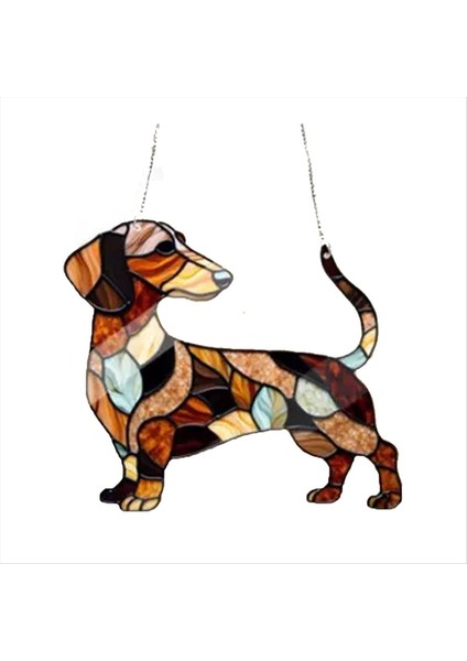 Dachshund Pencere Asılı Suncatcher Güneş Yakalayıcıları Kapalı Açık Pencere Dachshund Köpek Leke Cam Pencere Süsü 30CM (Yurt Dışından)