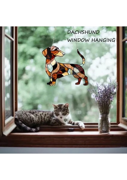 Dachshund Pencere Asılı Suncatcher Güneş Yakalayıcıları Kapalı Açık Pencere Dachshund Köpek Leke Cam Pencere Süsü 30CM (Yurt Dışından) modelleri
