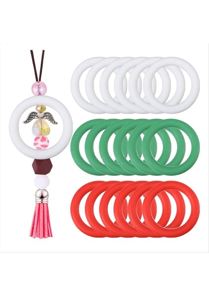 18PC Silikon Boncuklu O Halkalar 65MM Yuvarlak Halka Dıy Anahtarlık Bilezik Kolyesi Için 2 Delikli Noel Süsleri Yapmak (Yurt Dışından)