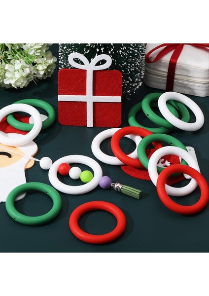 18PC Silikon Boncuklu O Halkalar 65MM Yuvarlak Halka Dıy Anahtarlık Bilezik Kolyesi Için 2 Delikli Noel Süsleri Yapmak (Yurt Dışından) fırsatları