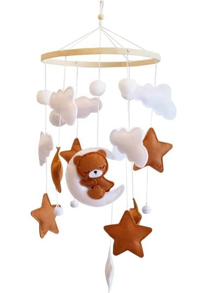 Bebek Beşik Dekorasyonu, Ahşap Yıldız Ay Ayı Dekorasyonu, Yeni Doğan Erkek ve Kızlar Için Uygun, Yatak Zili Asılı Dekorasyon (Yurt Dışından)