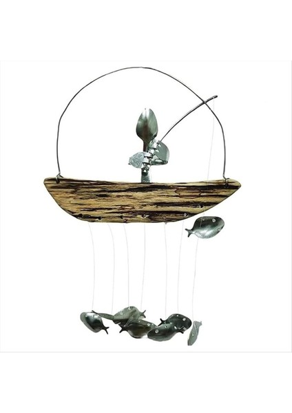 El Işi Balıkçı Kaşık Balık Heykeli Rüzgar Chime Kaşık Balık Heykelleri Rüzgârlı Açık Ev Bahçe Dekoru, C (Yurt Dışından)