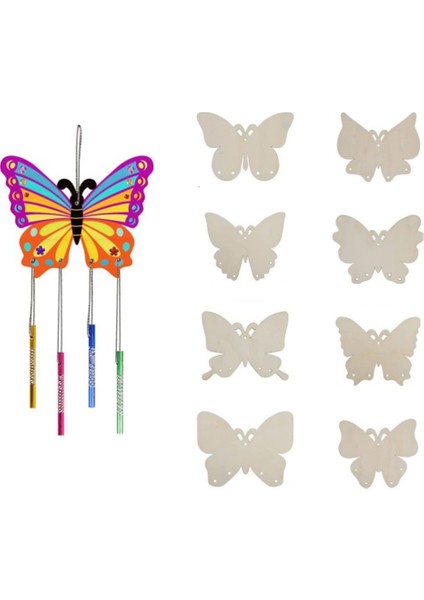 Çocuk Rüzgar Chime Süsleri Dıy Boyalı Doğum Günü Partisi Sanat Aktivitesi Dekorasyon Kolye, Kelebek Seti (Yurt Dışından)