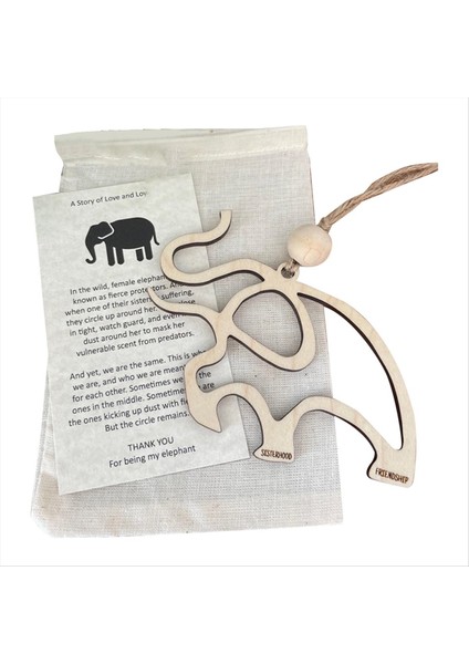 Dostluk Fil Süsleme, Hikaye Kartı ile Ahşap Fil Süslemesi, Arkadaşlık Hediyesi Fil Süslemesi Arkadaşlar Için (Yurt Dışından)
