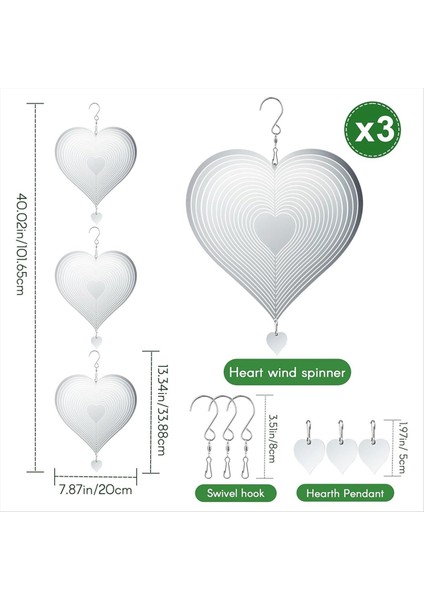3D Kalp Şeklinde Rüzgar Turner, Avlu ve Bahçeler Için Gümüş Kalp Şeklinde Rüzgar Turner, Asma Rüzgar Turner (Yurt Dışından) modelleri