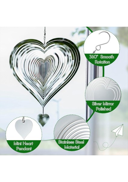 3D Kalp Şeklinde Rüzgar Turner, Avlu ve Bahçeler Için Gümüş Kalp Şeklinde Rüzgar Turner, Asma Rüzgar Turner (Yurt Dışından) fırsatları