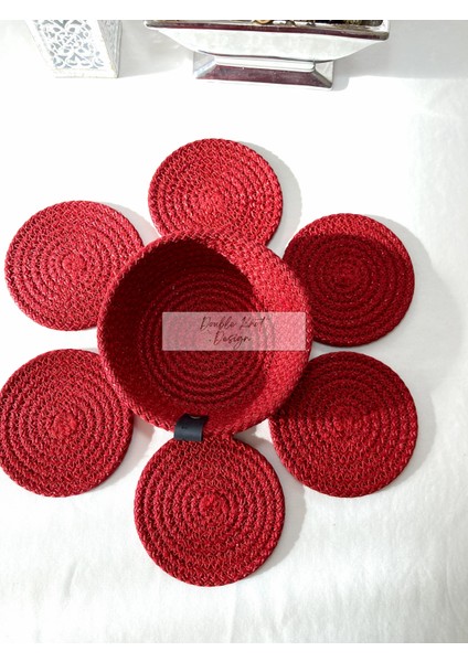 7 Prç Bardak Altlığı Set Tress Supla Jüt Hediyelik modelleri