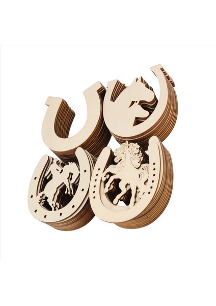 48 Pcs At Nalı Şekilli Ahşap Kesimler El Sanatları Için Bitmemiş Ahşap Atlar Küçük Kovboy Parti Dekorasyonları (Yurt Dışından) modelleri