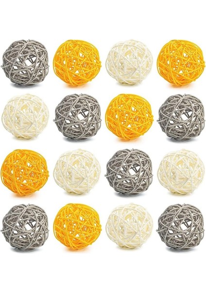 Kase Merkez Parçası Için Dekoratif Toplar, 16PCS Büyük Rattan Topları 2.8 Inç Sarı Hasır Toplar Dekoratif Dal Küreleri Küreler (Yurt Dışından)