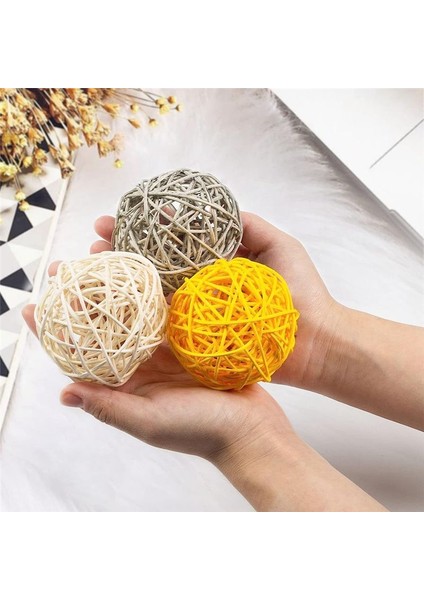 Kase Merkez Parçası Için Dekoratif Toplar, 16PCS Büyük Rattan Topları 2.8 Inç Sarı Hasır Toplar Dekoratif Dal Küreleri Küreler (Yurt Dışından) modelleri