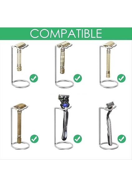 Erkekler Metal Sanat Tıraş Fırçası Stand Standı Jilet Baskı Krom Gümüş Tıraş Jilet Sakalı Temiz Tıraş Kart Kartuşu Kolay Taşıma (Yurt Dışından) fırsatları