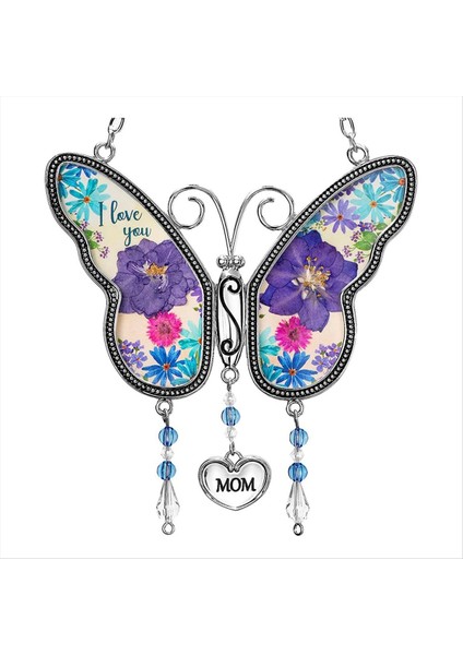 Kelebek Metal Rüzgar Çanları Dekorasyon El Yapımı Bahçe Asılı Kolye Anneler Günü Hediye-B (Yurt Dışından)