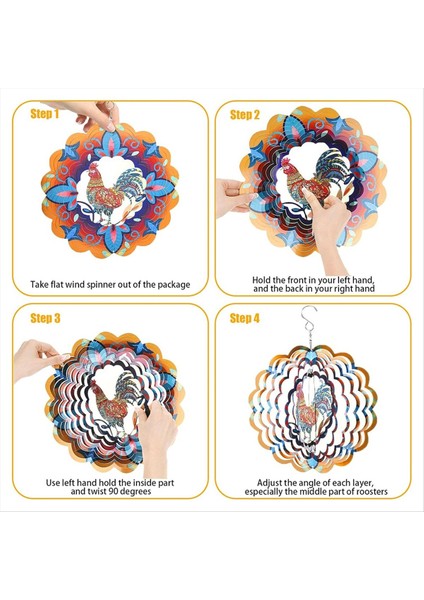 Horoz Rüzgar Spinners, Kadınlar Için Tavuk Hediyeleri, 3D Paslanmaz Çelik Asma Rüzgar Spinner, Metal Kinetik Rüzgar Heykel (Yurt Dışından) indirimleri
