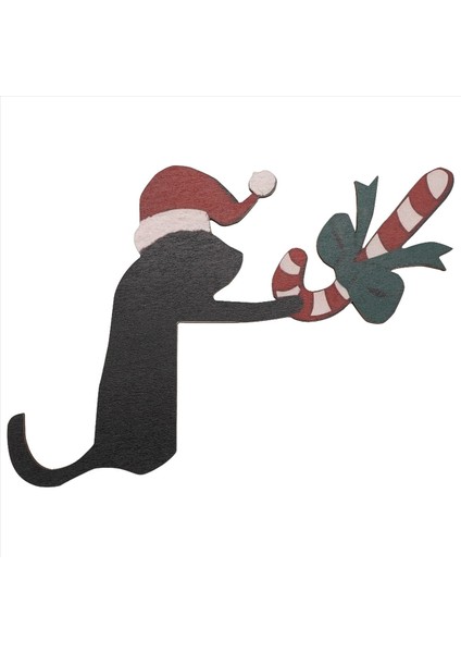Noel Kapı Köşesi Işareti Ahşap Kedi Kapı Topper Dekor, Ahşap Kapı Çerçeve Süsleme Kedi Heykel Sanat Heykelcik Duvar Için (Yurt Dışından)
