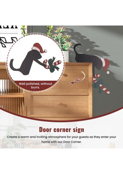 Noel Kapı Köşesi Işareti Ahşap Kedi Kapı Topper Dekor, Ahşap Kapı Çerçeve Süsleme Kedi Heykel Sanat Heykelcik Duvar Için (Yurt Dışından) fırsatları