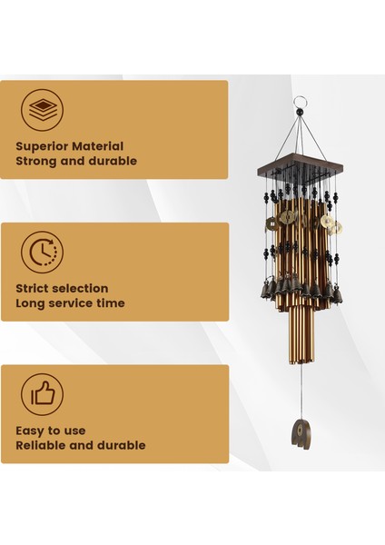 Açık Içi Metal Tüp Rüzgar Zil Bakır Çan ile Bahçe Veranda Bahçesi Teras Dekorasyonu 80CM Için (Yurt Dışından) indirimleri