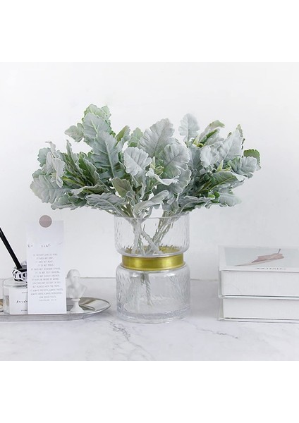 10 Adet Yapay Floked Kuzular Kulak Yaprakları Tozlu Miller Gövdeleri Floked Meşe Yapraklar Kuzu&#39;nun Kulak Yaprağı Ev Düğün (Yurt Dışından) modelleri