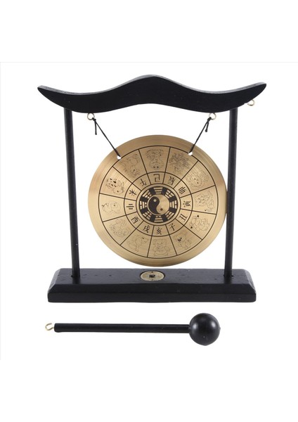 Masaüstü Gong - Feng Shui Pirinç Gong Stand ve Mallet, Hassas Çin Ev Dekoru, Çin Zodyak ile Masaüstü Süsleme (Yurt Dışından)