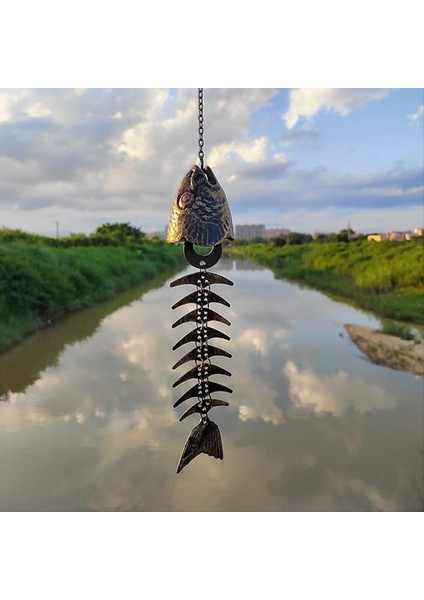 2pcs Balık Rüzgar Şimi, Balık Iskeleti Rüzgarchime, Balık Kemiği Dökme Demir Rüzgar Çanları Vintage Metal Rüzgar Çanları Açık Hava Yatıştırıcı (Yurt Dışından) modelleri