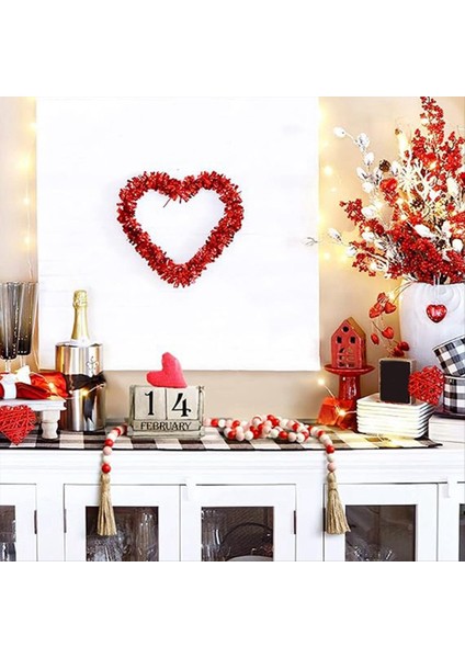 Sevgililer Günü Tassel, Rustik Ahşap Boncuk Dekoru Çiftlik Boncukları Büyük Duvar Asma Dekoru ile Ahşap Boncuk Çelenk (Yurt Dışından) fırsatları