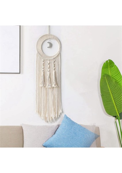 Macrame Moon Dream Catchers, Boho Moon Rüya Catcher Duvar Asma Dekor El Yapımı Ev Yatak Odası Dekorasyonu (Yurt Dışından) fırsatları
