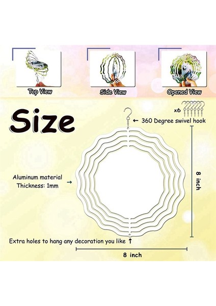 6 Paket 8 Inç Süblimasyon Rüzgar Spinner Boşlukları, 3D Çift Taraflı Süblimasyon Rüzgarla Çalışan Kinetik Heykel Bahçe Bahçesi (Yurt Dışından) fiyatları