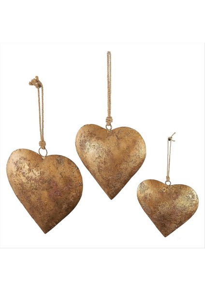 3D Metal Kalp Şeklindeki Dekoratif Çan, Asılı Halat Yaşlı Pirinç Metal Çan (Yurt Dışından)