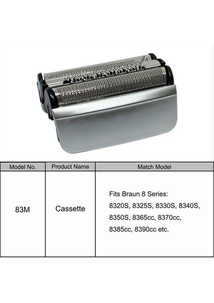 83M Yedek Tıraş Makinesi Braun 8 Serie Folyo Tıraş Makinesi 8320S, 8325S, 8330S, 8340S, 8350S, 8365CC, 8370CC, 8385CC Için (Yurt Dışından) fiyatları