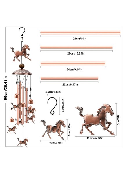 At Rüzgarı Çanları Açık Zootop Bakır Rüzgar Çanları 1 Şanslı Boncuk ile Dekorasyon 4 Alüminyum Tüp 6 Çan Anıtı (Yurt Dışından) fırsatları
