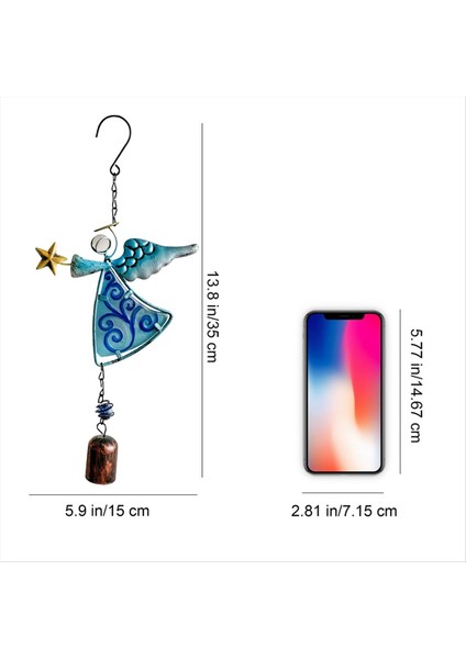 Metal Angel Rüzgar Zil Asma Dekorasyon Süsleme Çanları Kanat Melek Bell Dekoratif Asma Çan Mavi (Yurt Dışından) indirimleri