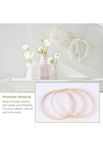 Ahşap Halkalar, Bambu Çiçek Çember Çelenk Yüzükleri Dıy Düğün Noel Çelenk Için Macrame Hoop Halkaları, Dream Catcher Crafts (Yurt Dışından) fırsatları