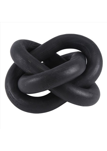 Ahşap Zincir Bağlantı Dekor 3 Bağlantı Ahşap Düğüm Dekor El Oyma Sehpa Dekor Modern Çiftlik Evi Raf Dekor Boho Siyah (Yurt Dışından)