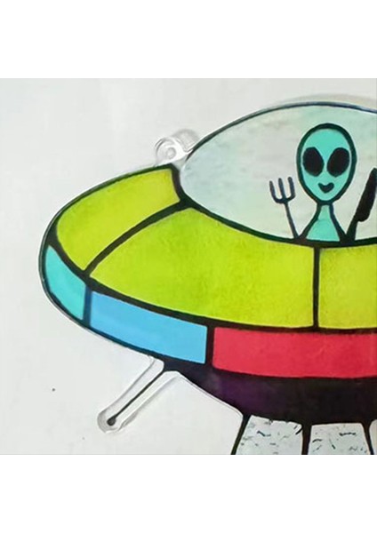 2pcs Ufo Kaçırtı Bir Hamburger Vitray Suncatcher Ufo Hamburger Asılı Cam Suncatcher (Yurt Dışından) modelleri