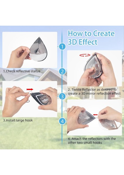 3 Adet Kuş Korkutucu Diskler Seti, Kuş Yansıtıcıları Rüzgar Spinner, Ekstra Işıltılı Damla Şekilli Rüzgar Spinner Kuş Cihazları (Yurt Dışından) modelleri