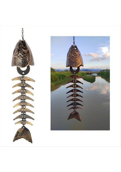 Balık Rüzgarları, Balık Iskeleti Rüzgar Şimi, Balık Kemiği Dökme Demir Rüzgar Çanları Vintage Metal Rüzgar Çanları Açık Hava Yatıştırıcı (Yurt Dışından) modelleri