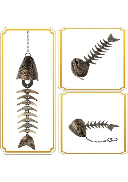 Balık Rüzgarları, Balık Iskeleti Rüzgar Şimi, Balık Kemiği Dökme Demir Rüzgar Çanları Vintage Metal Rüzgar Çanları Açık Hava Yatıştırıcı (Yurt Dışından) indirimleri
