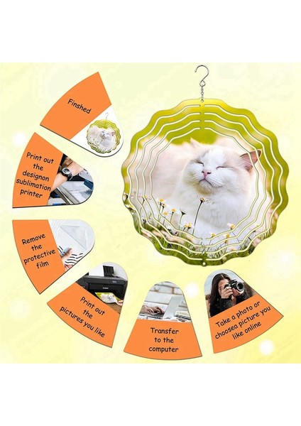 6 Paket 8 Inç Süblimasyon Rüzgar Spinner Boşlukları, 3D Çift Taraflı Süblimasyon Rüzgarla Çalışan Kinetik Heykel Bahçe Bahçesi (Yurt Dışından) fırsatları