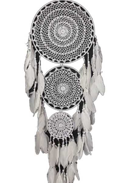 Ekstra Büyük Boho Rüya Catcher 3 Daireli Beyaz Tüy Makramı Düğün Ev Dekorasyonları Için Asma 127 cm Uzunluğunda (Yurt Dışından)