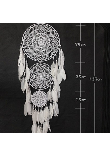 Ekstra Büyük Boho Rüya Catcher 3 Daireli Beyaz Tüy Makramı Düğün Ev Dekorasyonları Için Asma 127 cm Uzunluğunda (Yurt Dışından) indirimleri