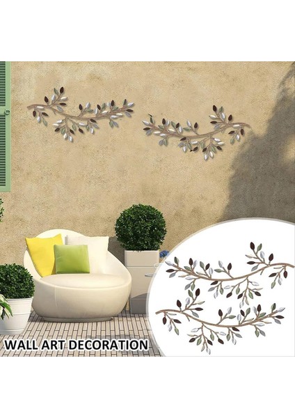 Metal Ağaç Yaprağı Duvar Dekor, 2 Adet Asma Zeytin Dalı Yaprak Duvar Sanat Ferforje Scroll Heykeller, Duvar Asılı Işareti, Bir (Yurt Dışından)