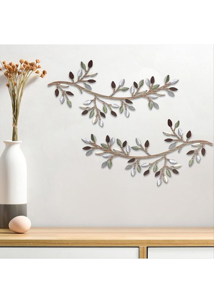 Metal Ağaç Yaprağı Duvar Dekor, 2 Adet Asma Zeytin Dalı Yaprak Duvar Sanat Ferforje Scroll Heykeller, Duvar Asılı Işareti, Bir (Yurt Dışından) fırsatları