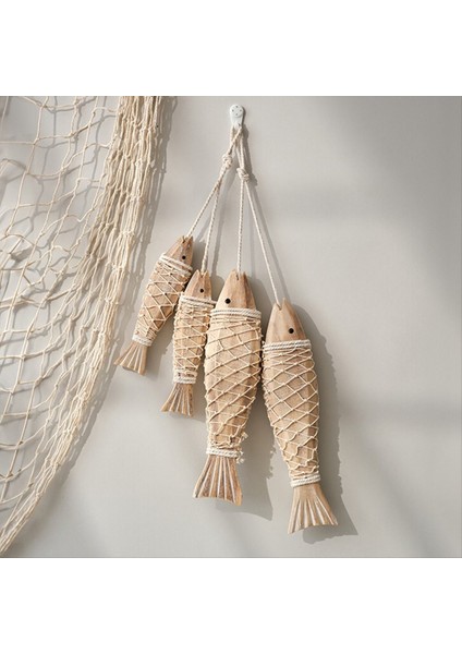 4 Paket Antik El Oyma Ahşap Balık Heykel Dekor Dekoru Balıkçılık Ağı, Plaj Teması Duvar Sanatı Asılı Dekor (Yurt Dışından) fiyatları