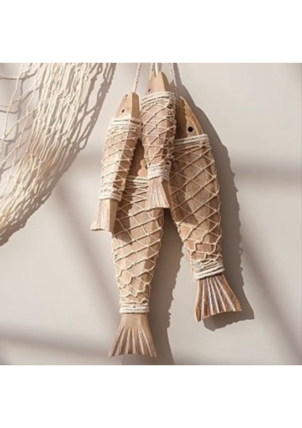 4 Paket Antik El Oyma Ahşap Balık Heykel Dekor Dekoru Balıkçılık Ağı, Plaj Teması Duvar Sanatı Asılı Dekor (Yurt Dışından) fırsatları