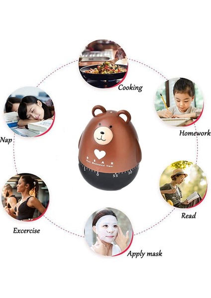 Mutfak Zamanlayıcısı Yumurta Zamanlayıcı Geri Sayım Zamanlayıcı Mekanik Hayvan Aile Zamanlayıcısı 55 dakika, yemek pişirme, spor, öğrenme, vb. (Yurt Dışından) indirimleri