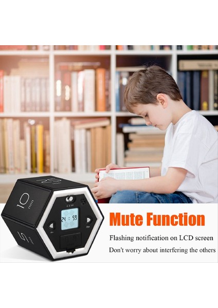 Sessiz ve Alarm Fonksiyonu ile Altıgen Flip Zamanlayıcı - Mutfak Zamanlayıcı Kullanımı Kolay - Zaman Yönetimi Pomodoro Çocuklar İçin Siyah (Yurt Dışından) fırsatları