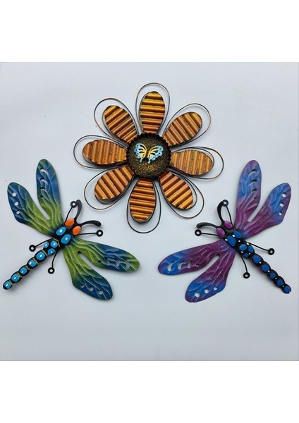 3 Paket Metal Yusufçuk Duvar Dekoru, 3D Renkli Yusufçuk Duvar Sanat Heykel Böcek Dış Mekan Dekorasyon Asılı (Yurt Dışından) indirimleri