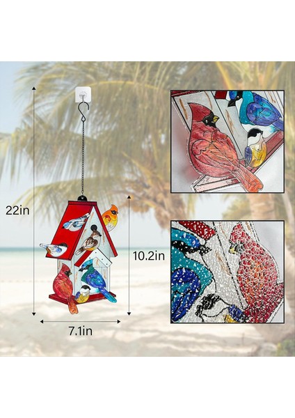 Vitray Pencere Asılı - Güneş Yakalayıcılar Kapalı Pencere Kardinal Hediyeler, Elle Boyanmış Cam Kuş Evi Suncatcher (Yurt Dışından) indirimleri