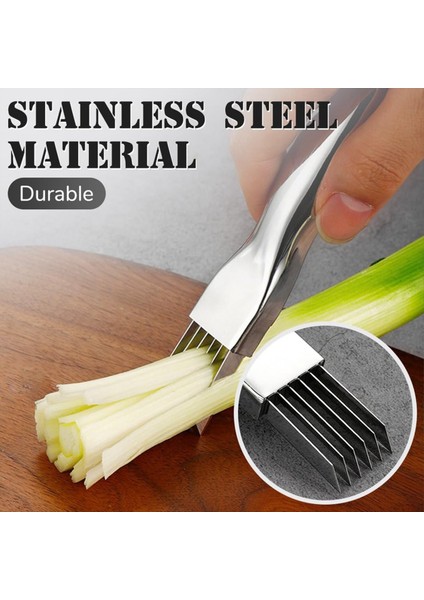 Dilimleme bıçağı, paslanmaz çelik yeşil soğan bıçağı, mutfak sebze bıçağı, ev çok fonksiyonlu gıda dilimleyici gadget (Yurt Dışından) fırsatları