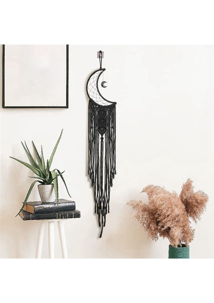 Bohemya Ay Rüya Catchers Pubsel Macrame Macrame Catchers Düğün Duvar Asma Dekor Ev Odası Ay Dekor Hediyeleri Siyah (Yurt Dışından) fiyatları